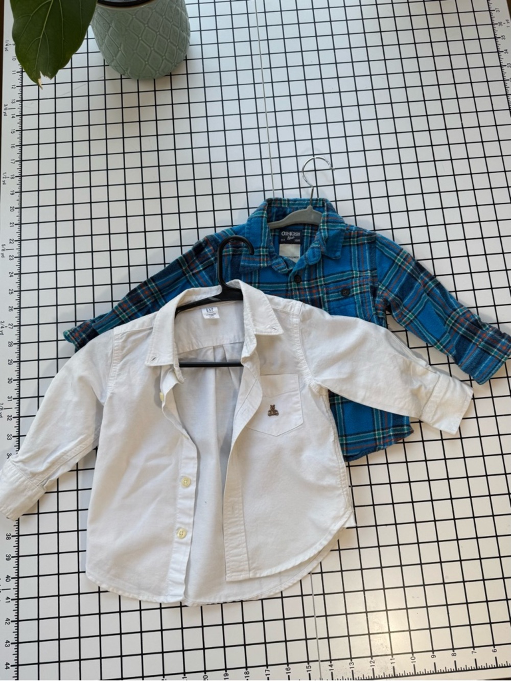 GAP White Button-Front Shirt with Blue Plaid Flannel